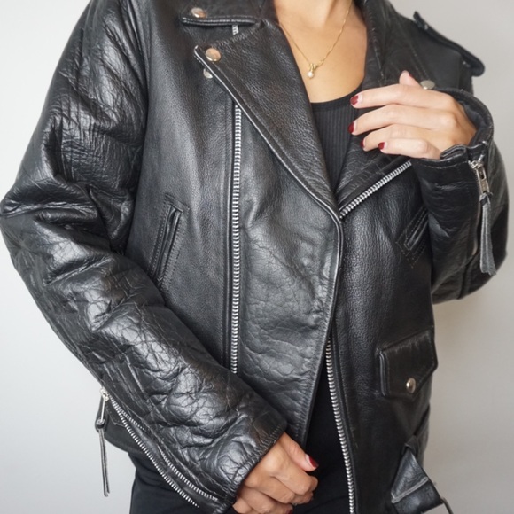 Vintage heavy duty leather moto jacket - Picture 4 of 4